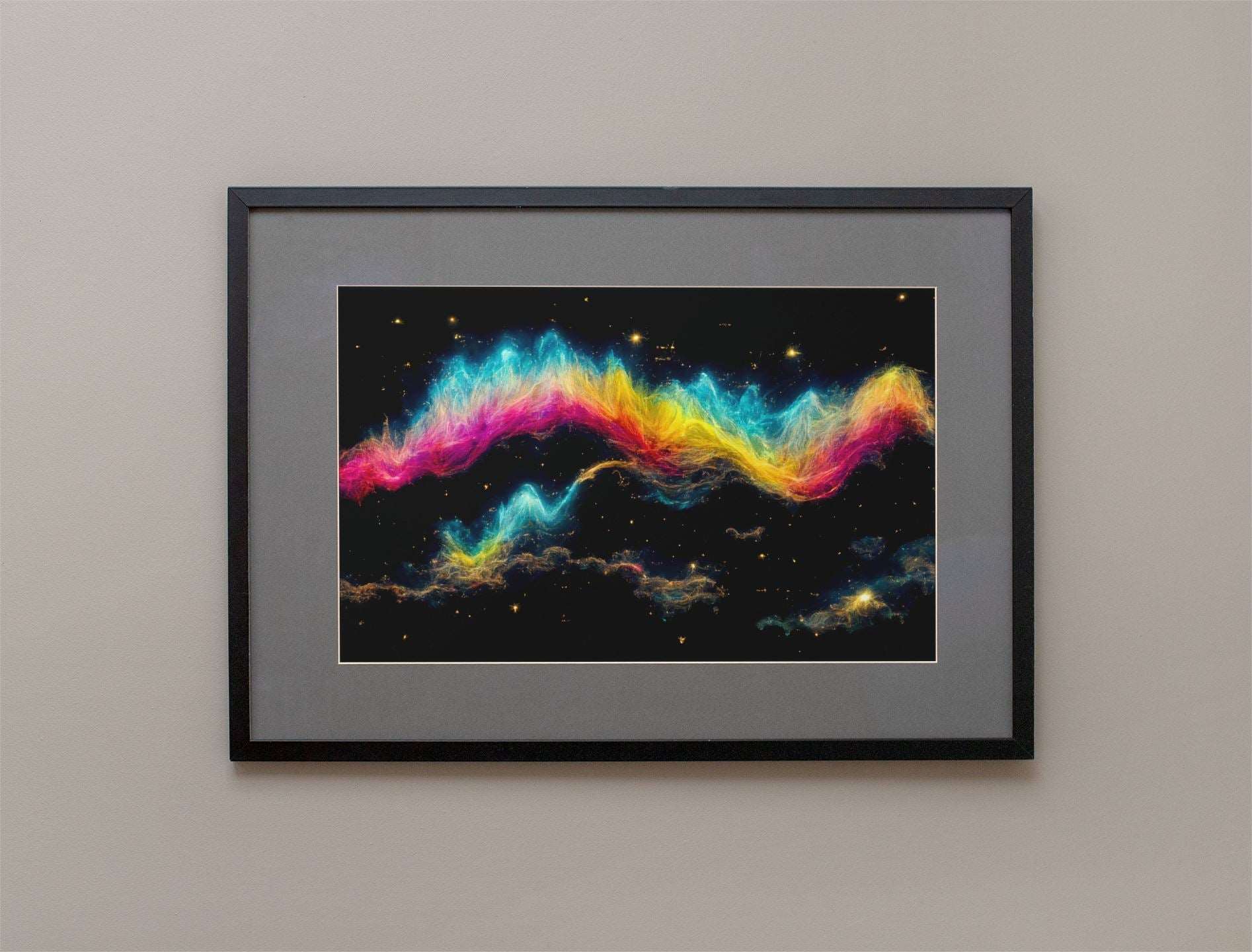 Abstract Waves In The Night Sky Art Print - Rock & Roll Prints