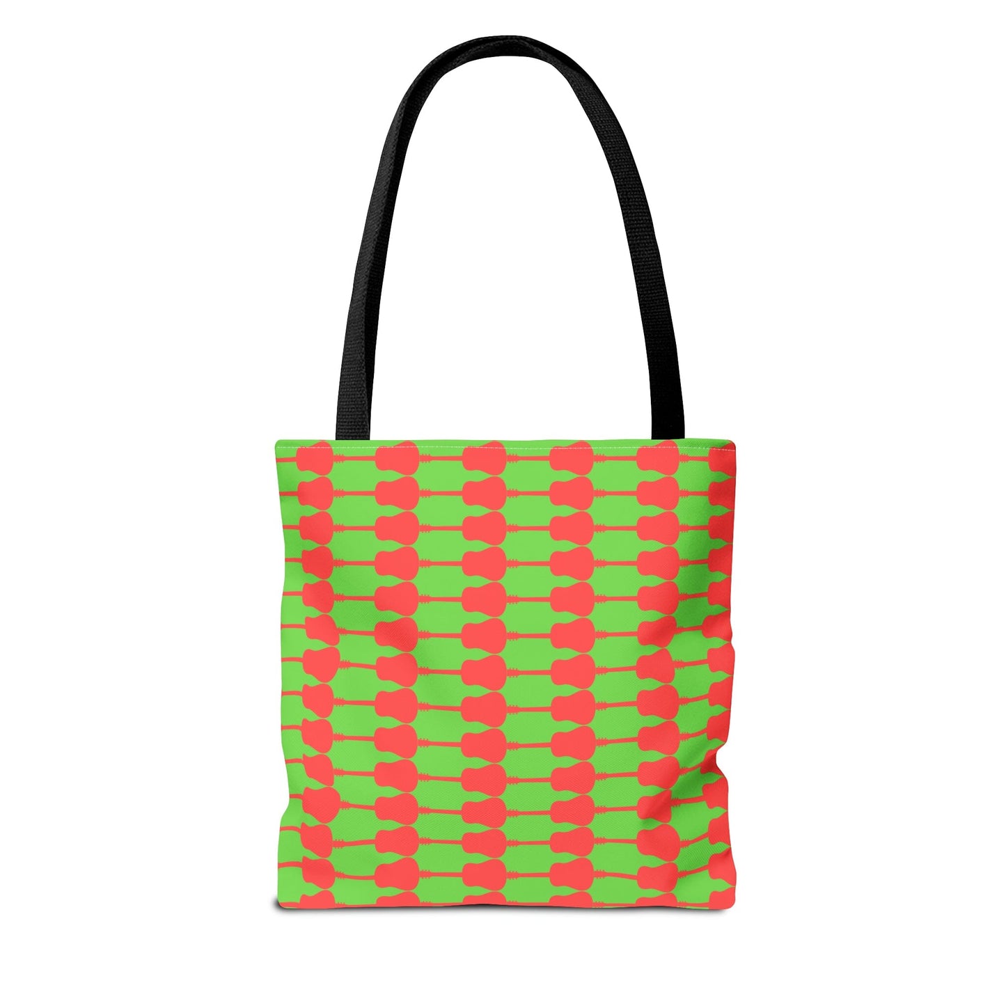 Acoustic Guitar Horizontal Print Tote Bag Green & Red - Rock & Roll Prints