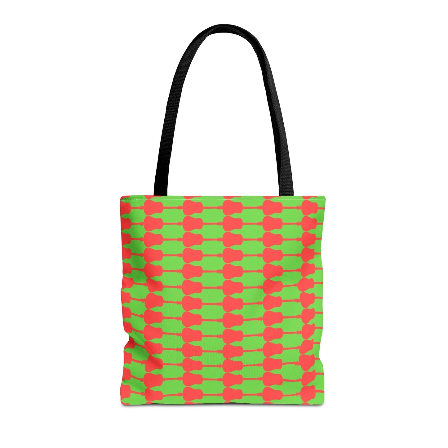 Acoustic Guitar Horizontal Print Tote Bag Green & Red - Rock & Roll Prints