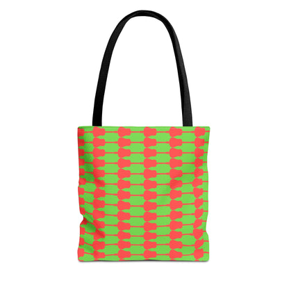 Acoustic Guitar Horizontal Print Tote Bag Green & Red - Rock & Roll Prints