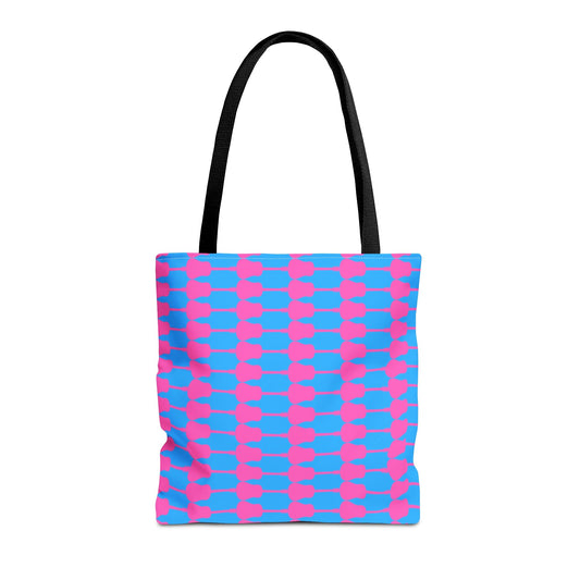 Acoustic Guitar Horizontal Print Tote Bag Pink & Blue - Rock & Roll Prints