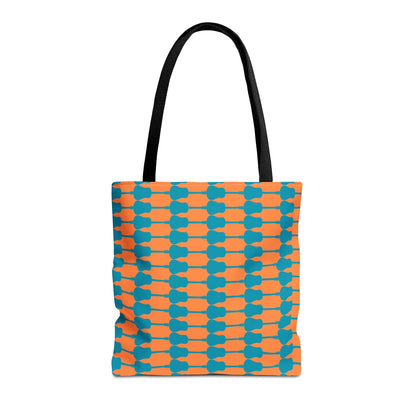 Acoustic Guitar Horizontal Print Tote Bag Teal & Orange - Rock & Roll Prints