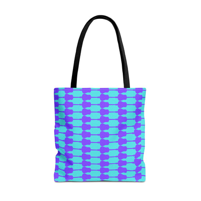 Acoustic Guitar Horizontal Print Tote Bag Turquoise & Purple - Rock & Roll Prints