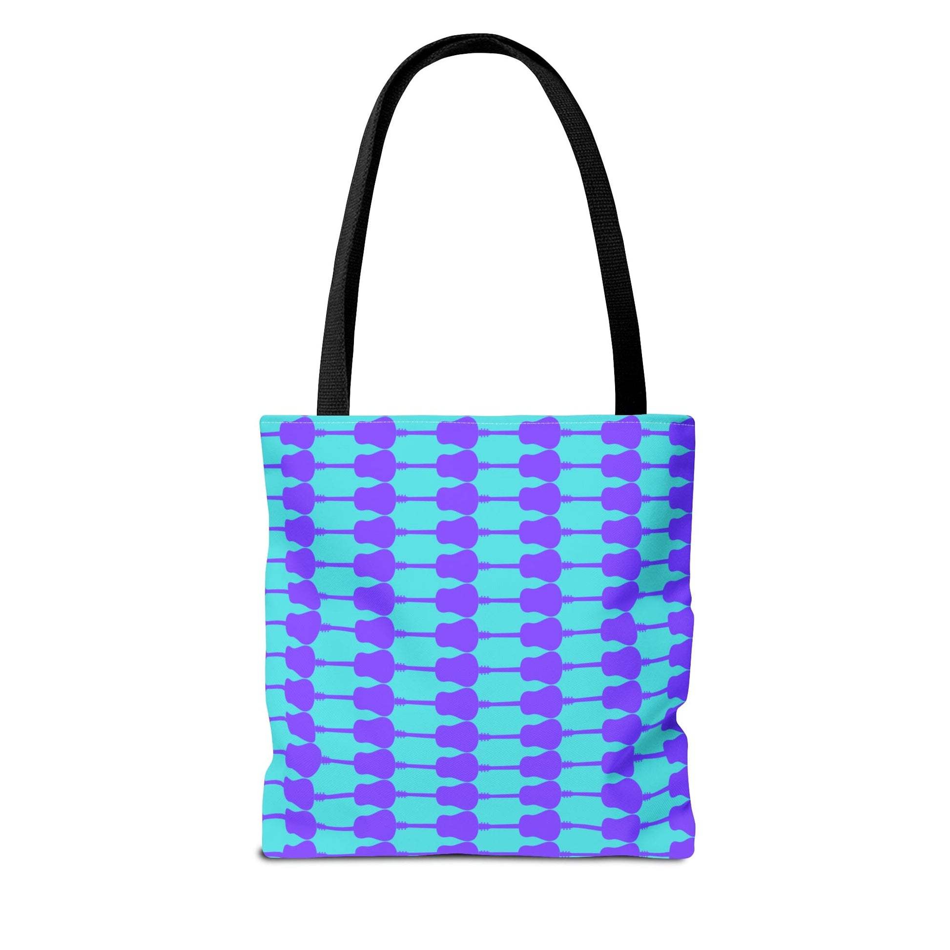 Acoustic Guitar Horizontal Print Tote Bag Turquoise & Purple - Rock & Roll Prints