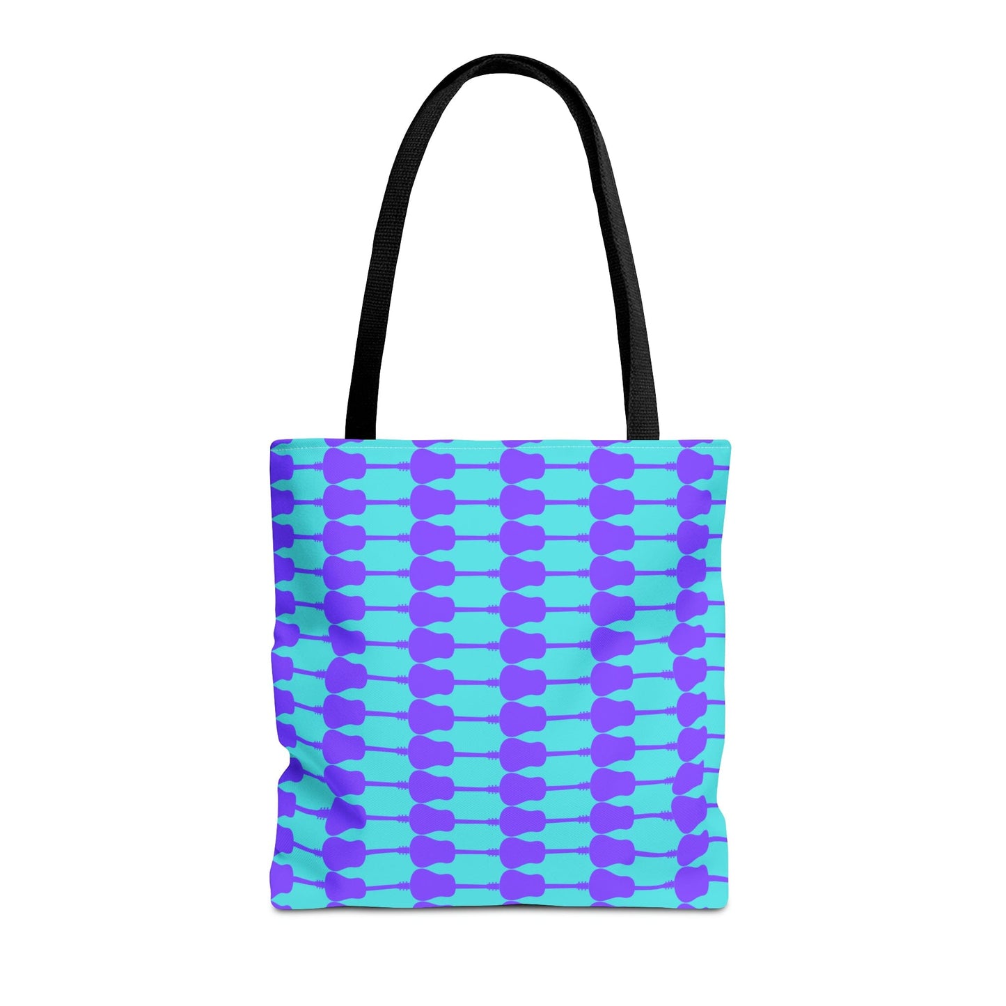 Acoustic Guitar Horizontal Print Tote Bag Turquoise & Purple - Rock & Roll Prints