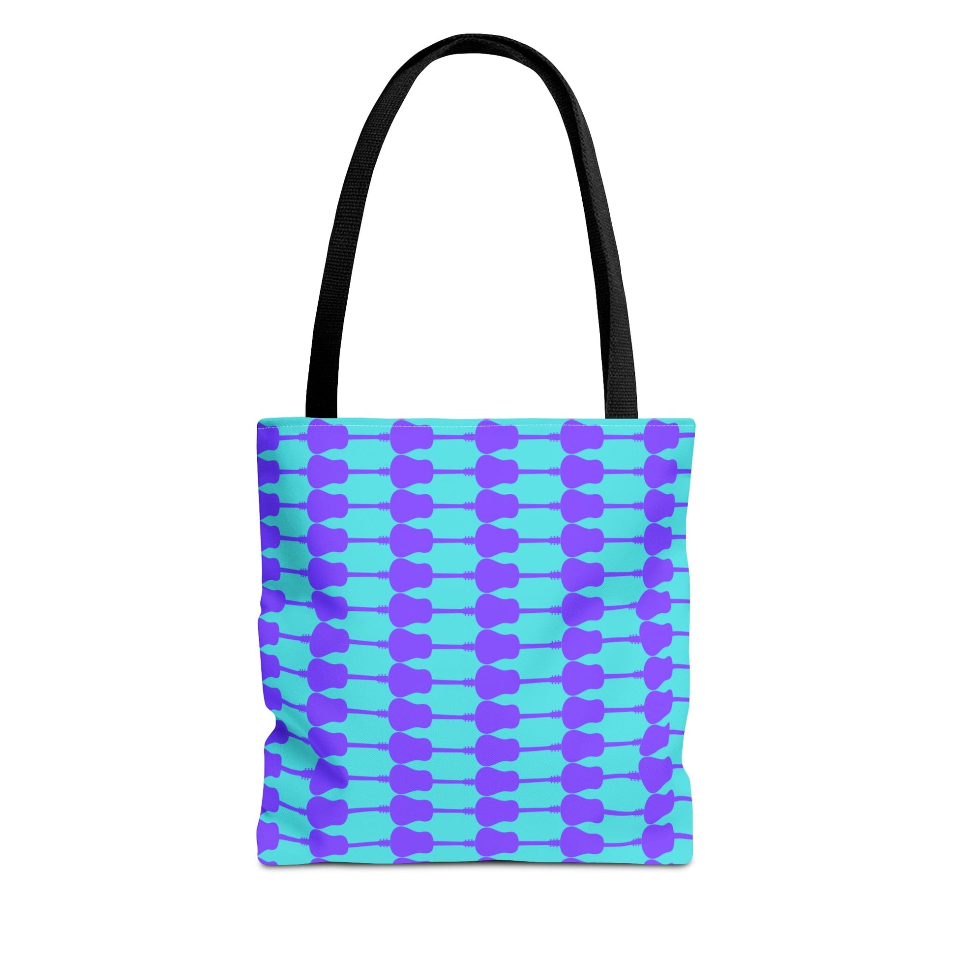 Acoustic Guitar Horizontal Print Tote Bag Turquoise & Purple - Rock & Roll Prints