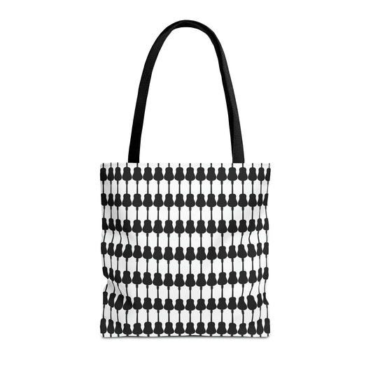 Acoustic Guitar Vertical Print Tote Bag Black & White - Rock & Roll Prints