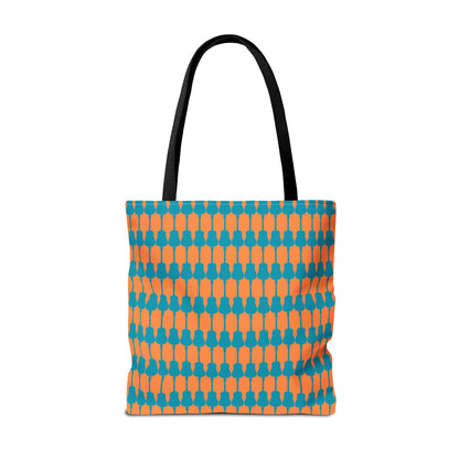 Acoustic Guitar Vertical Print Tote Bag Teal & Orange - Rock & Roll Prints