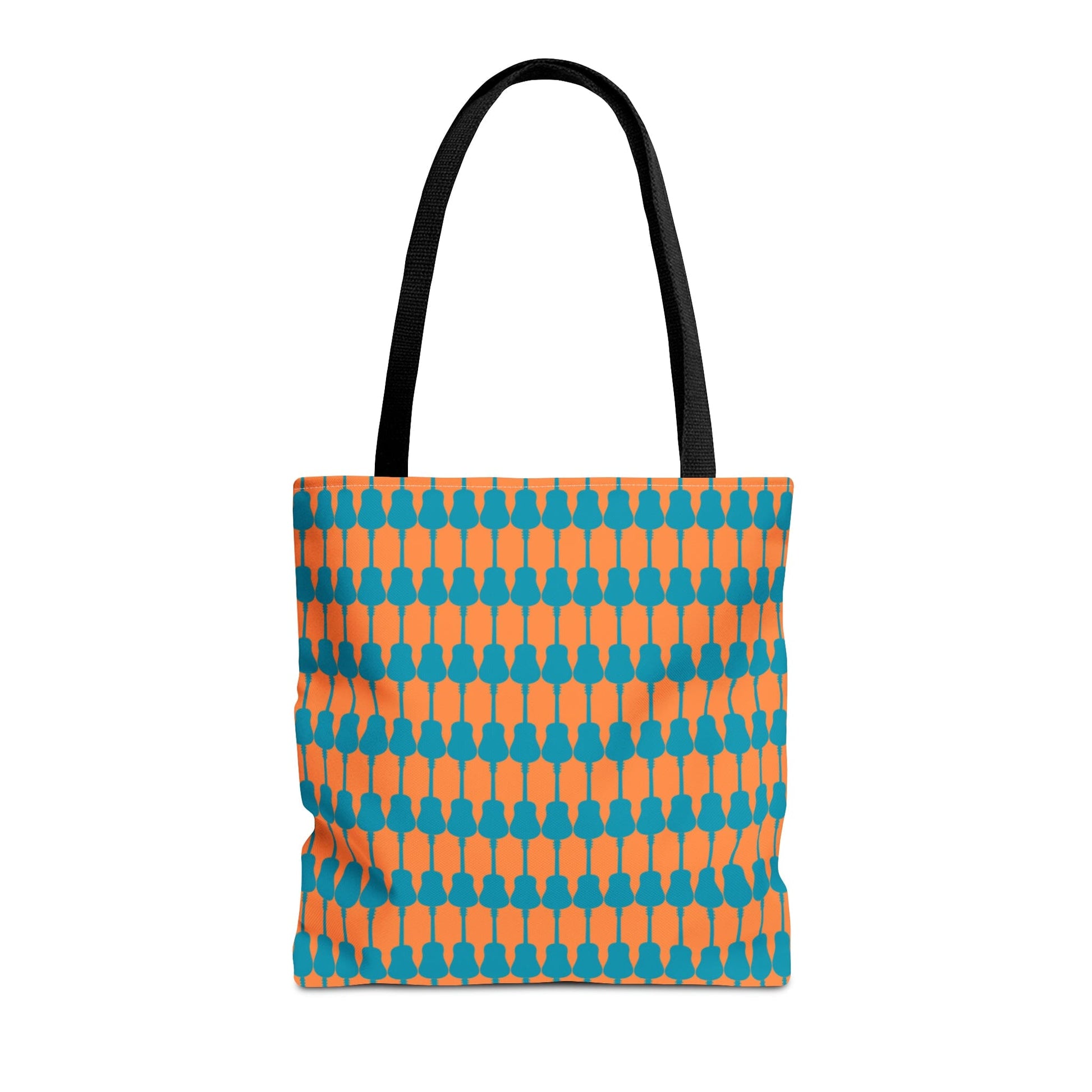 Acoustic Guitar Vertical Print Tote Bag Teal & Orange - Rock & Roll Prints