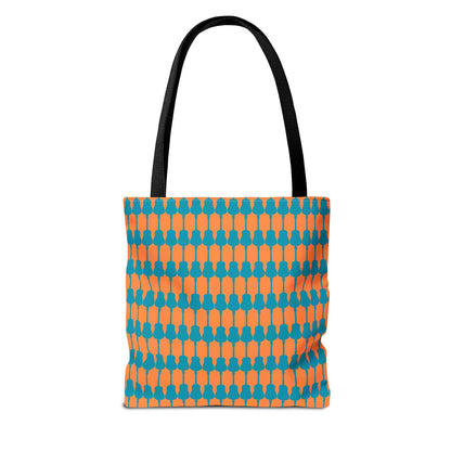 Acoustic Guitar Vertical Print Tote Bag Teal & Orange - Rock & Roll Prints