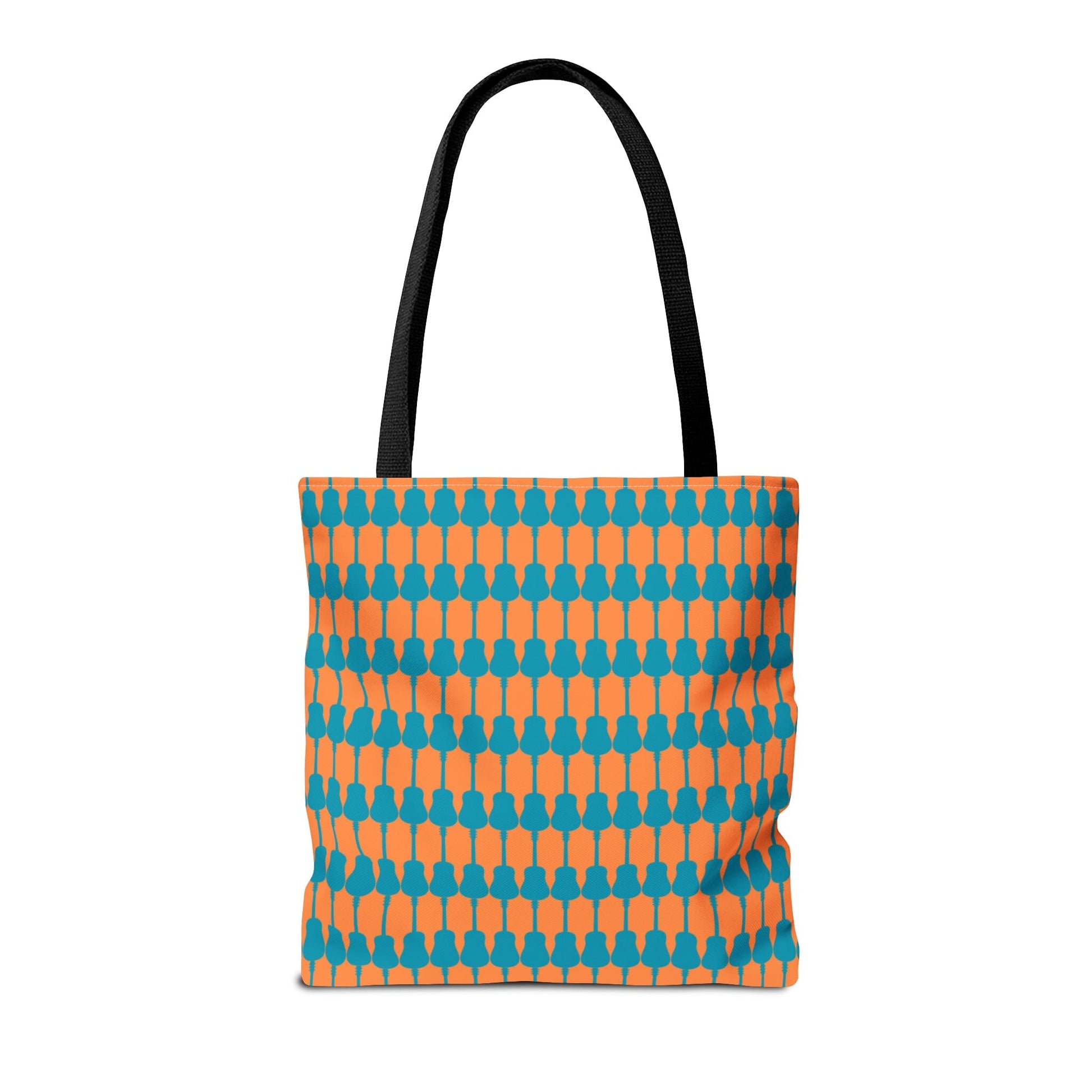 Acoustic Guitar Vertical Print Tote Bag Teal & Orange - Rock & Roll Prints