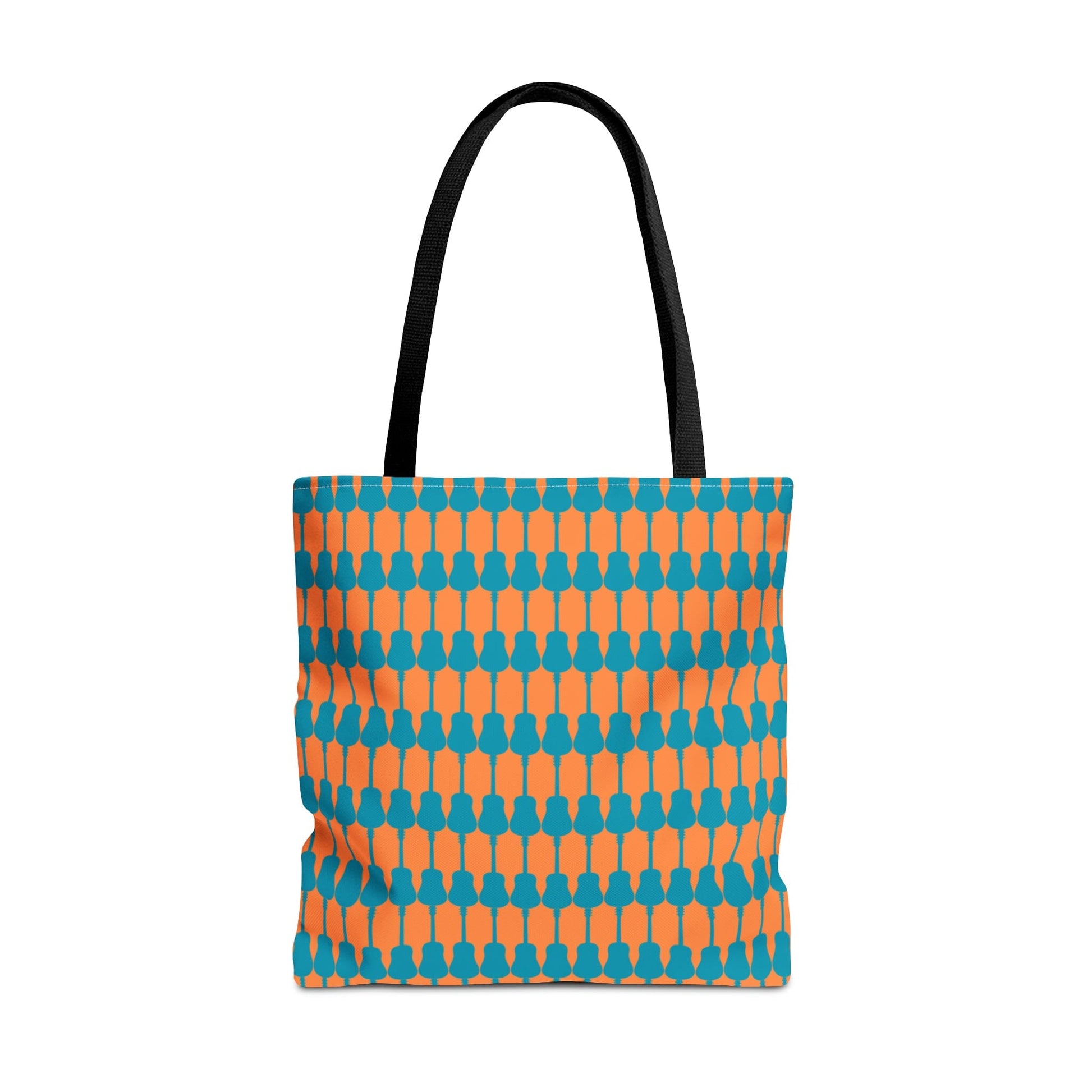 Acoustic Guitar Vertical Print Tote Bag Teal & Orange - Rock & Roll Prints