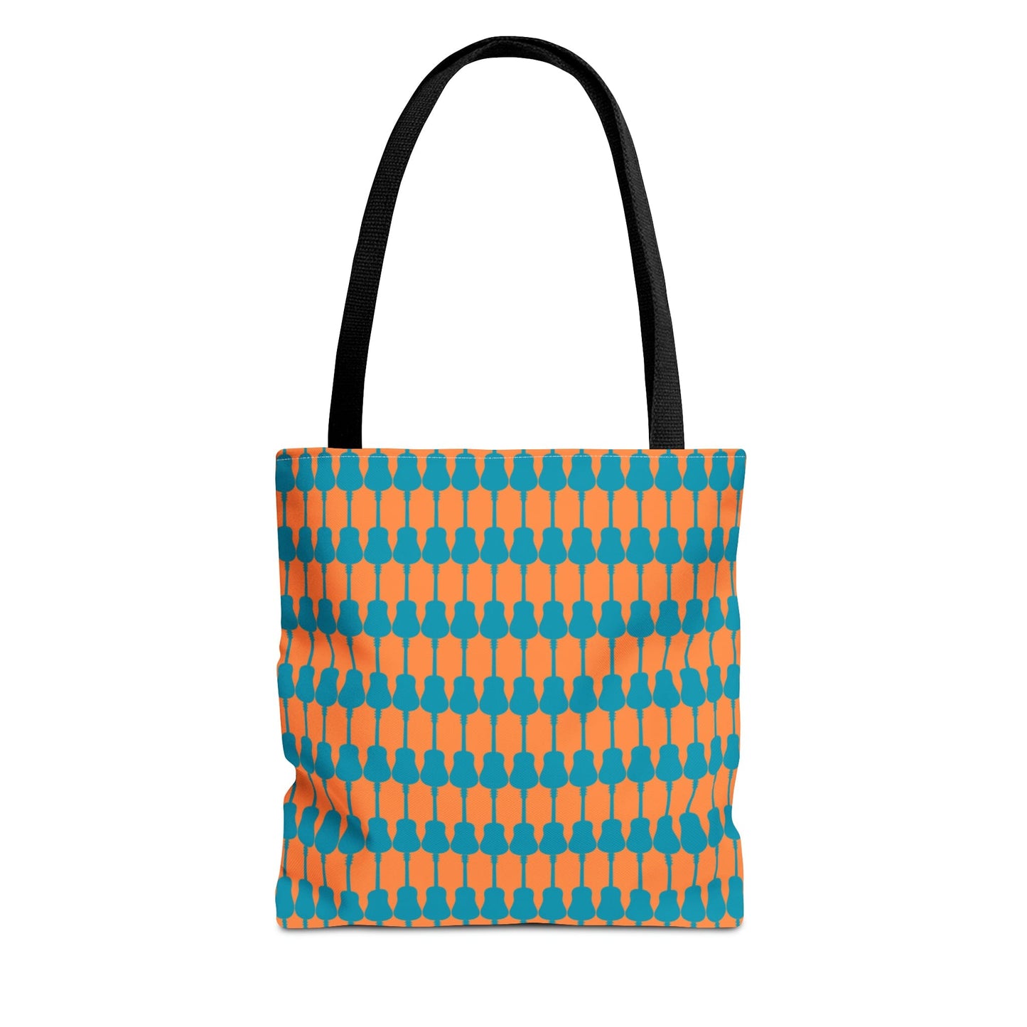 Acoustic Guitar Vertical Print Tote Bag Teal & Orange - Rock & Roll Prints