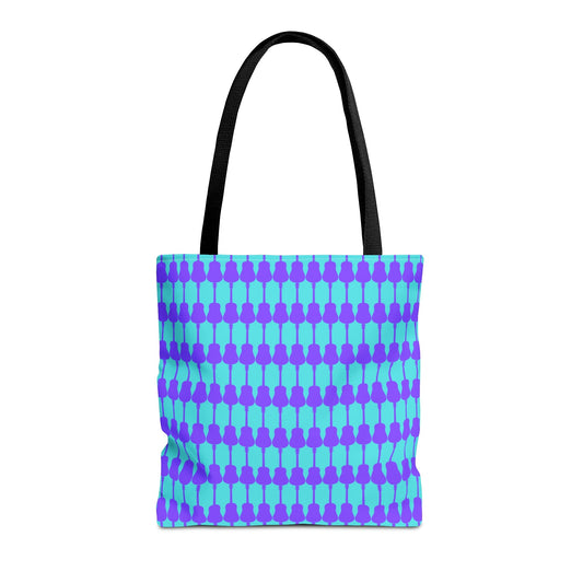 Acoustic Guitar Vertical Print Tote Bag Turquoise & Purple - Rock & Roll Prints