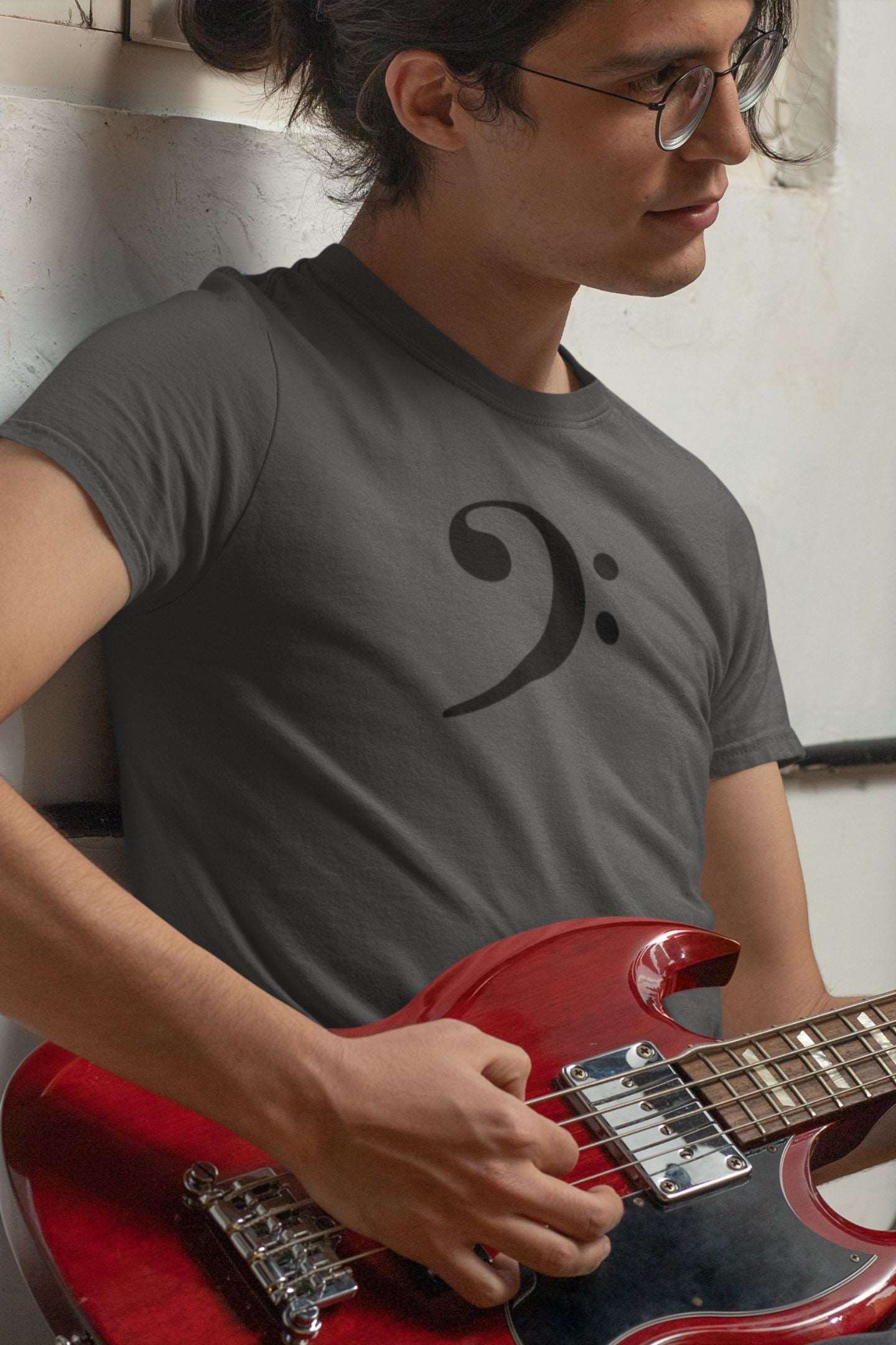 Bass Clef Design Mens Unisex Soft Cotton T-shirt - Rock & Roll Prints