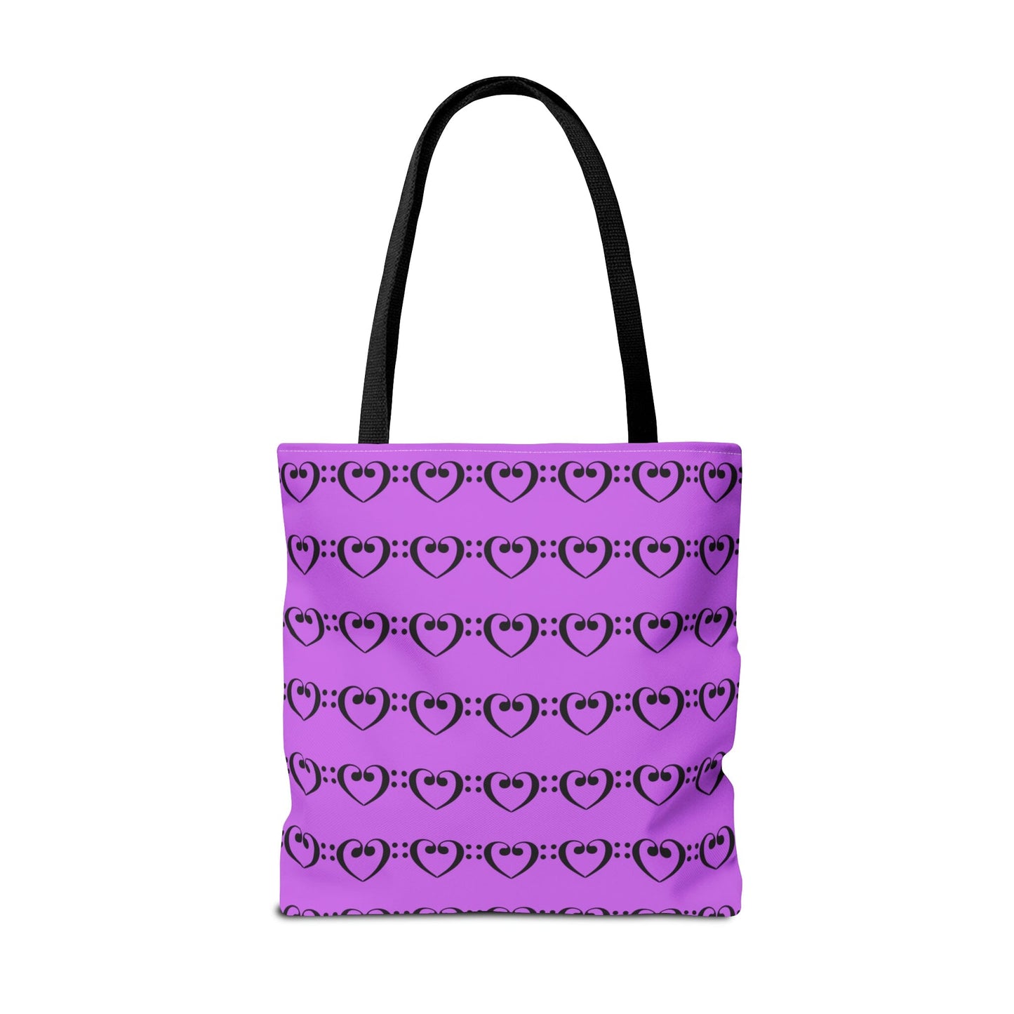 Bass Clef Hearts Tote Bag Black & Purple - Rock & Roll Prints