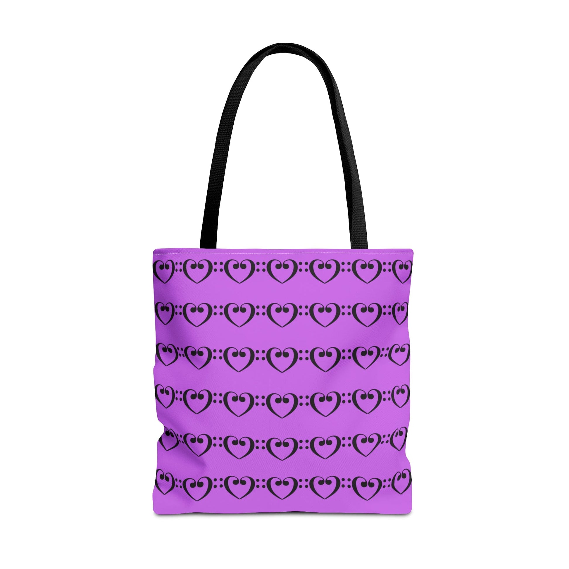 Bass Clef Hearts Tote Bag Black & Purple - Rock & Roll Prints