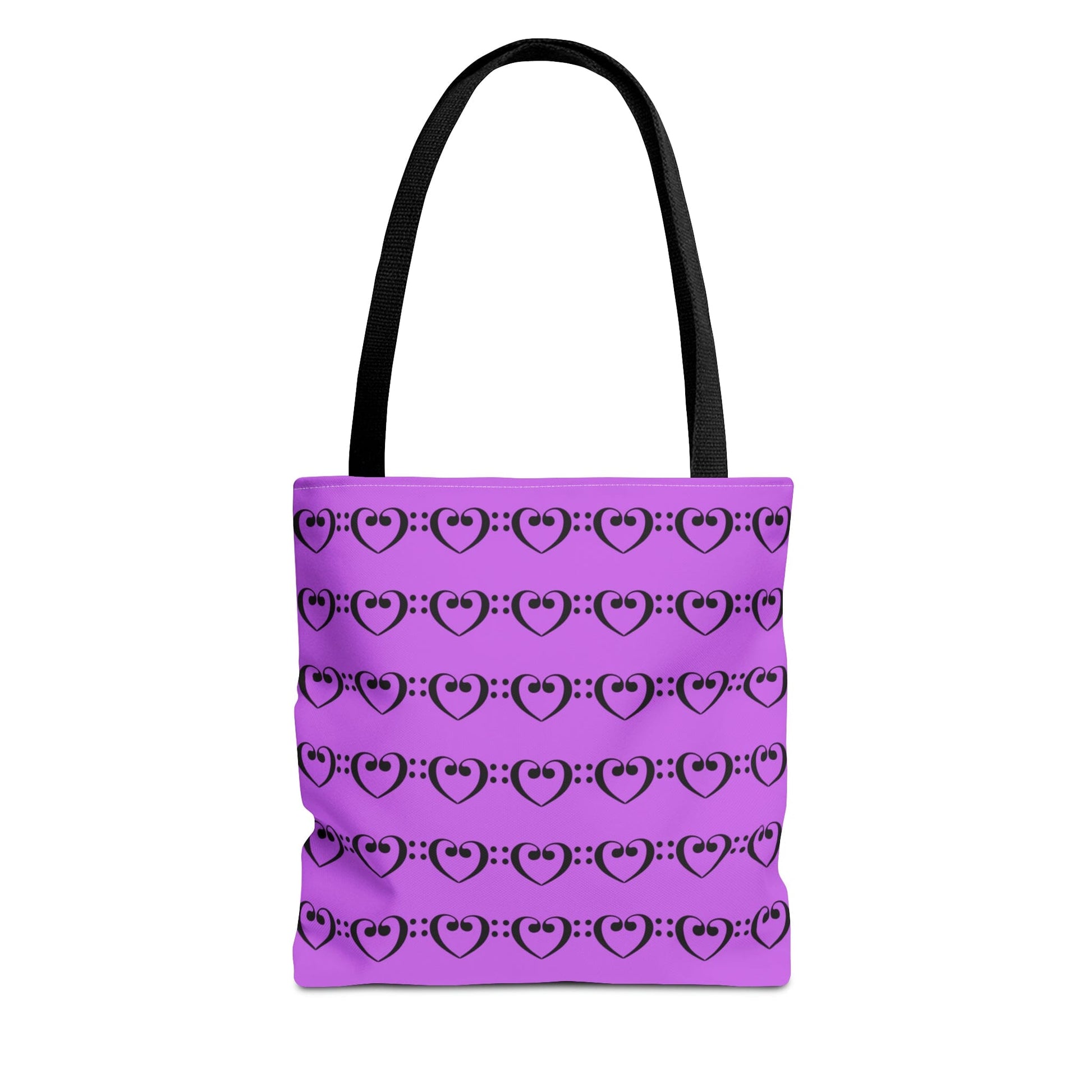 Bass Clef Hearts Tote Bag Black & Purple - Rock & Roll Prints