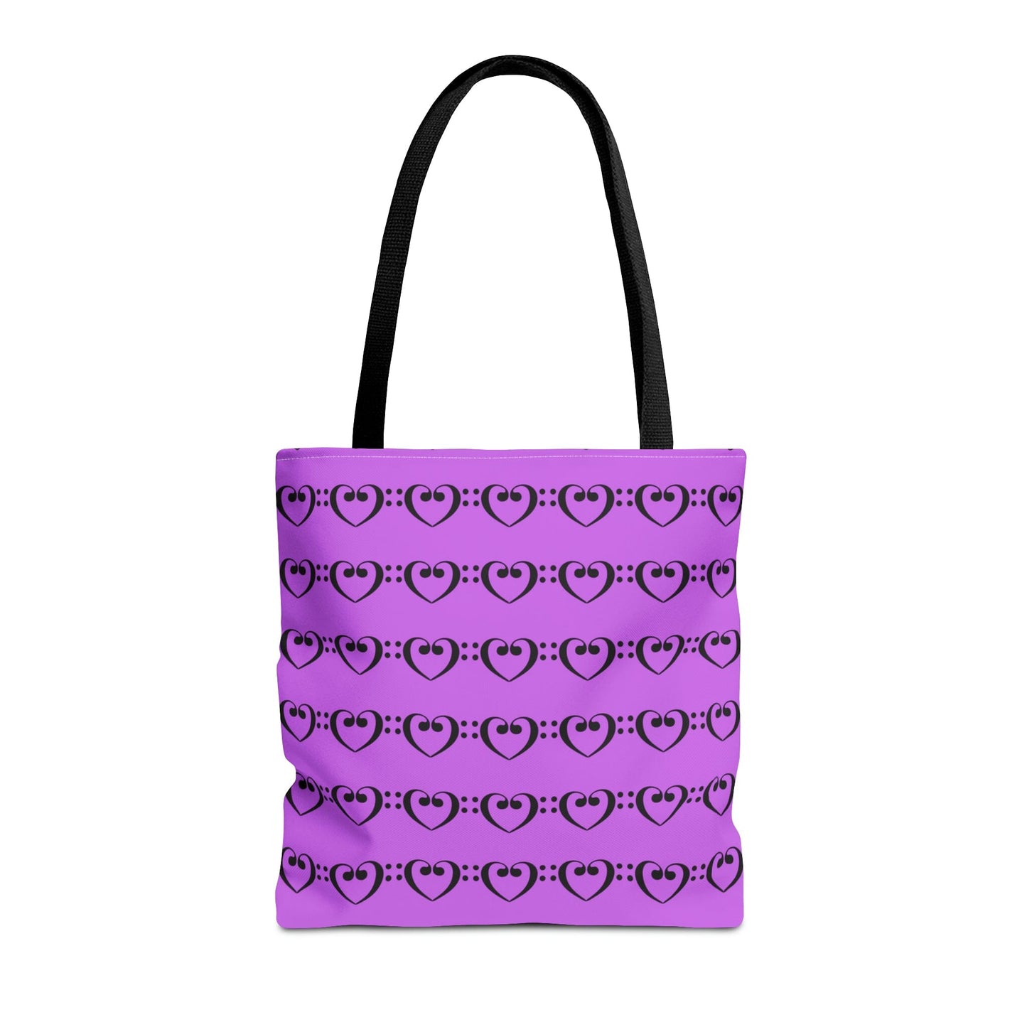 Bass Clef Hearts Tote Bag Black & Purple - Rock & Roll Prints