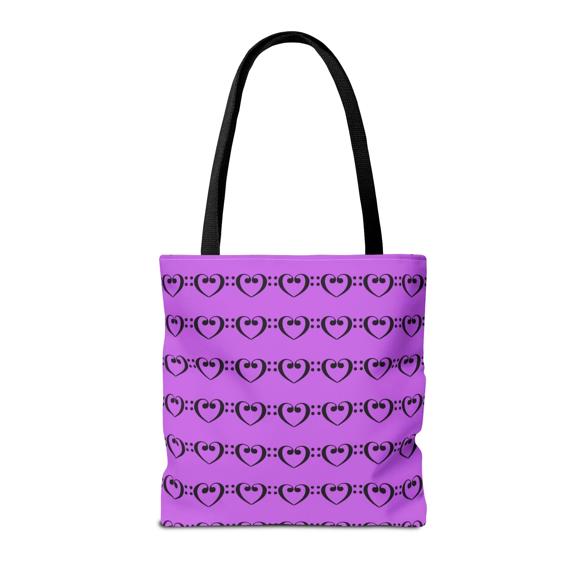 Bass Clef Hearts Tote Bag Black & Purple - Rock & Roll Prints