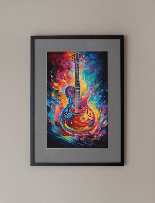 Bold Oil Paint Effect Electric Guitar Art Print - Rock & Roll Prints