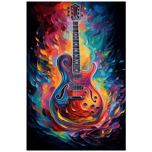 Bold Oil Paint Effect Electric Guitar Art Print - Rock & Roll Prints