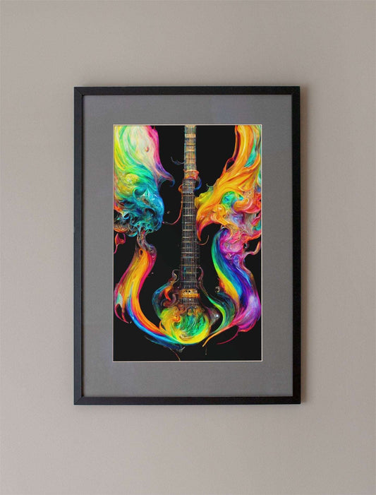 Bright Color Paint Electric Guitar Art Print - Rock & Roll Prints