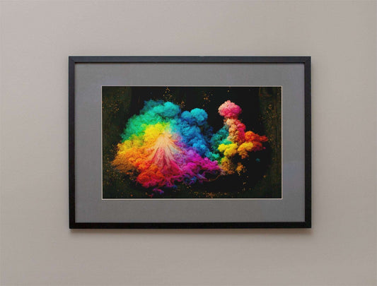 Bright Rainbow Smoke Explosion Art Print - Rock & Roll Prints