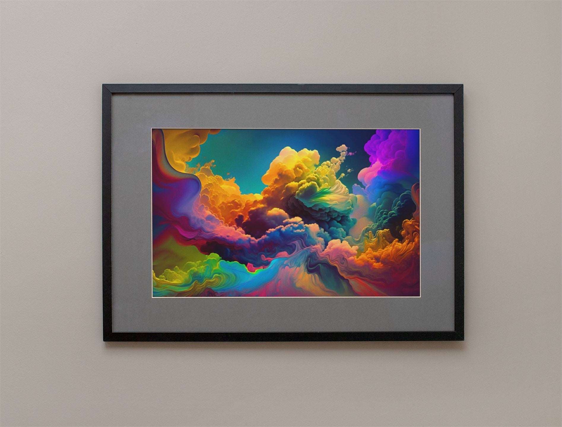 Bright Smokey Paint Clouds Multitonal Art Print - Rock & Roll Prints