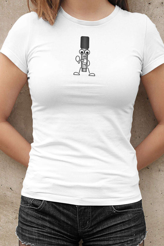 Cartoon Microphone Design Ladies Soft Cotton Slim Fit T-shirt - Rock & Roll Prints