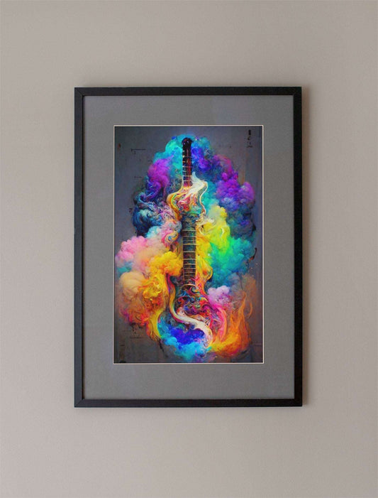 Color Burst Electric Guitar Pastel Art Print - Rock & Roll Prints