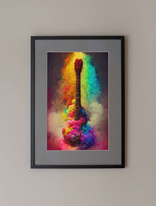 Colorful Explosion Guitar Art Print - Rock & Roll Prints