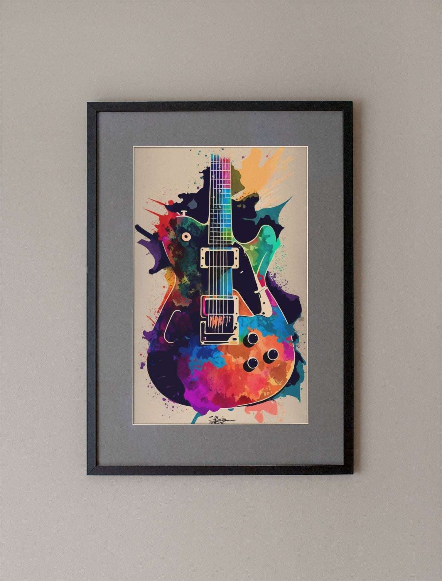 Colorful Painted Electric Guitar Body Art Print - Rock & Roll Prints