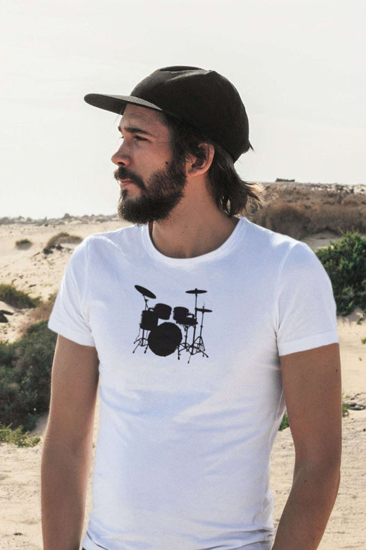 Drum Kit Design Mens Unisex Soft Cotton T-shirt - Rock & Roll Prints