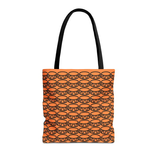 Drum Tote Bag Black & Orange - Rock & Roll Prints