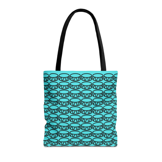 Drum Tote Bag Black & Turquoise - Rock & Roll Prints