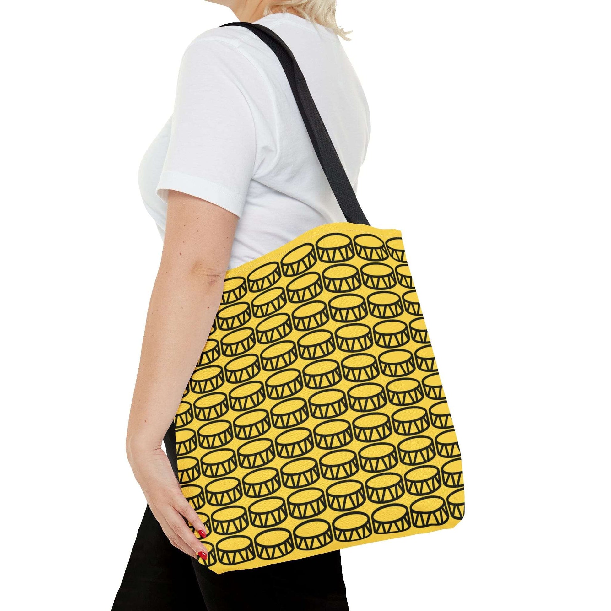 Drum Tote Bag Black & Yellow - Rock & Roll Prints