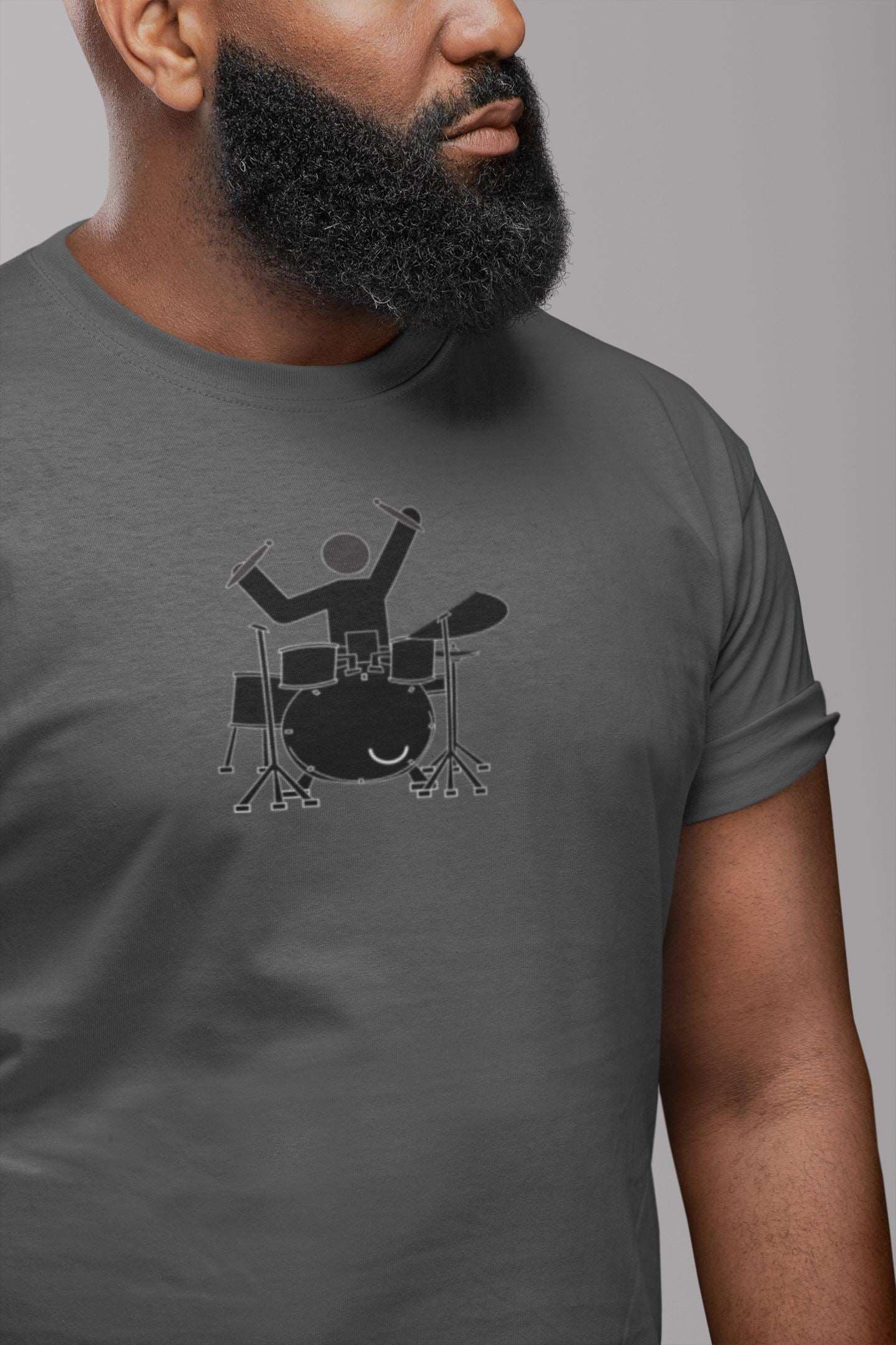 Drummer Design Mens Unisex Soft Cotton T-shirt - Rock & Roll Prints