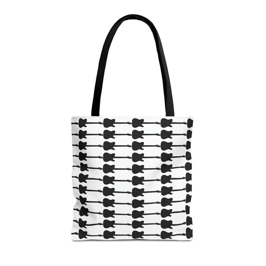 Electric Guitar Horizontal Print Tote Bag Black & White - Rock & Roll Prints