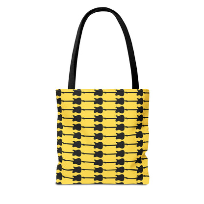 Electric Guitar Horizontal Print Tote Bag Black & Yellow - Rock & Roll Prints