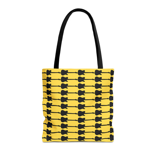 Electric Guitar Horizontal Print Tote Bag Black & Yellow - Rock & Roll Prints