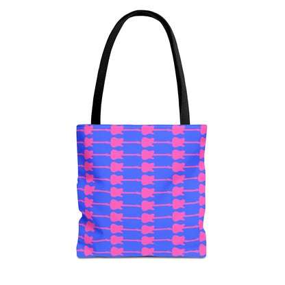 Electric Guitar Horizontal Print Tote Bag Blue & Pink - Rock & Roll Prints