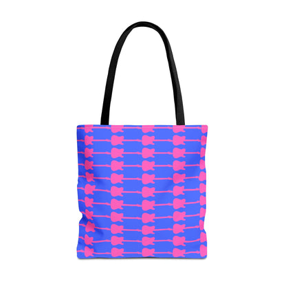 Electric Guitar Horizontal Print Tote Bag Blue & Pink - Rock & Roll Prints