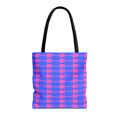 Electric Guitar Horizontal Print Tote Bag Blue & Pink - Rock & Roll Prints