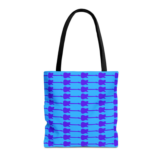 Electric Guitar Horizontal Print Tote Bag Purple & Blue - Rock & Roll Prints