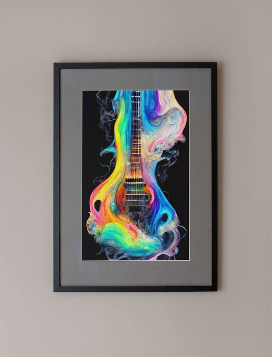 Electric Guitar Rainbow Paint Art Print - Rock & Roll Prints