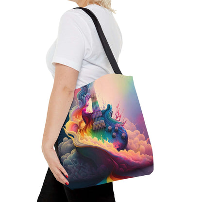 Electric Guitar Rainbow Painting Tote Bag - Rock & Roll Prints