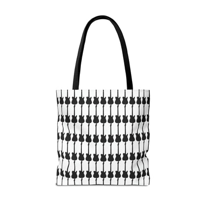 Electric Guitar Vertical Print Tote Bag Black & White - Rock & Roll Prints