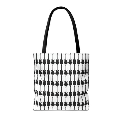 Electric Guitar Vertical Print Tote Bag Black & White - Rock & Roll Prints