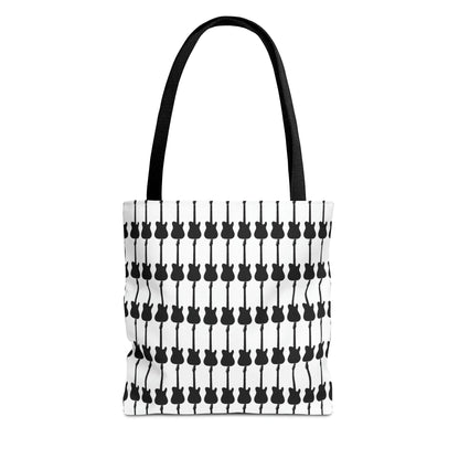 Electric Guitar Vertical Print Tote Bag Black & White - Rock & Roll Prints